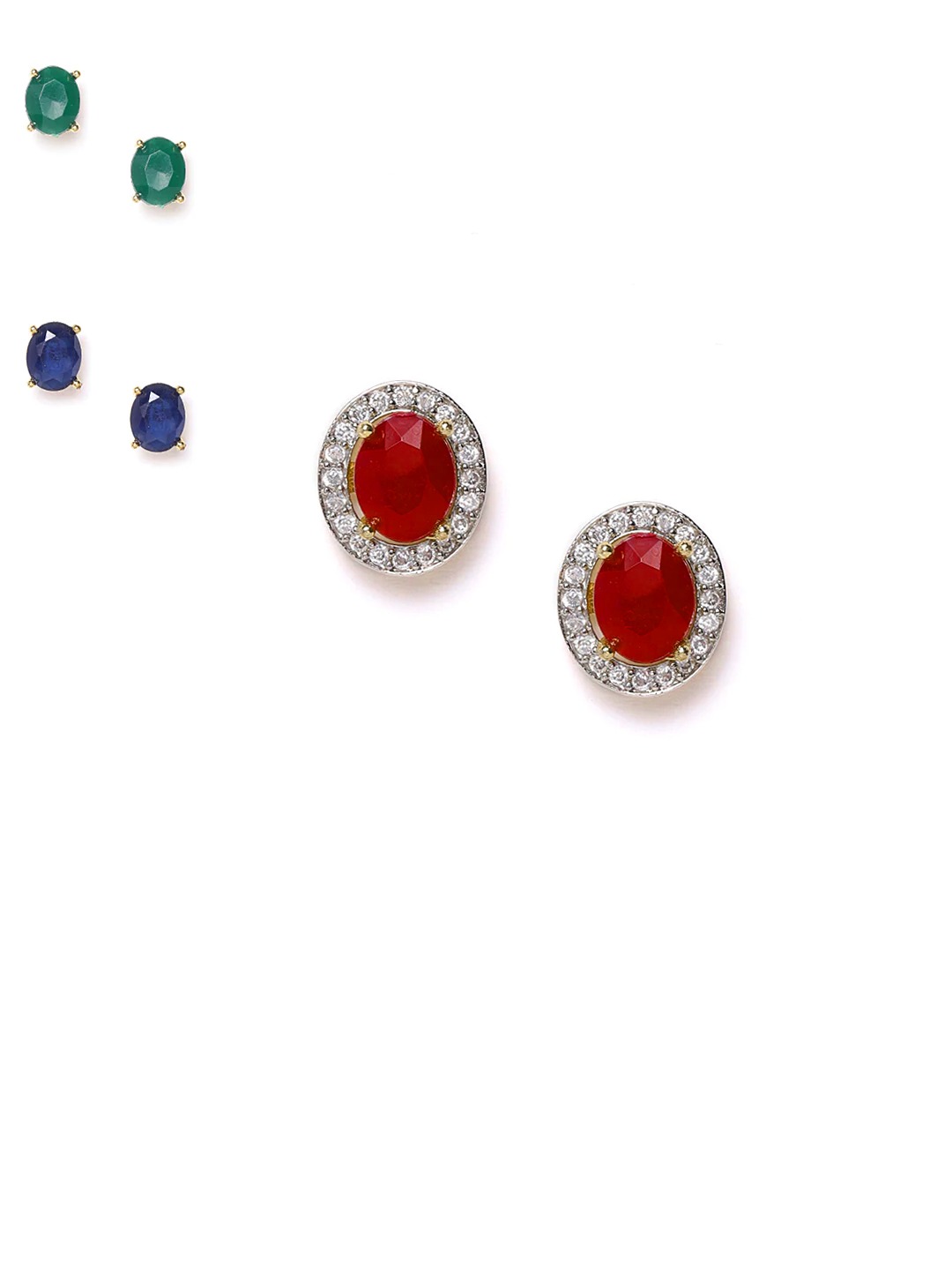 YouBella Stylish Party Wear Jewellery Gold Plated Studs Earrings for Women (Multi-Colour)(6 in 1 Oval)